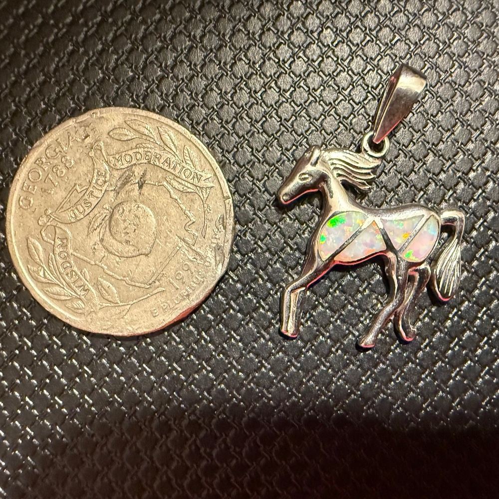 925 Opal Southwestern Horse Pendant